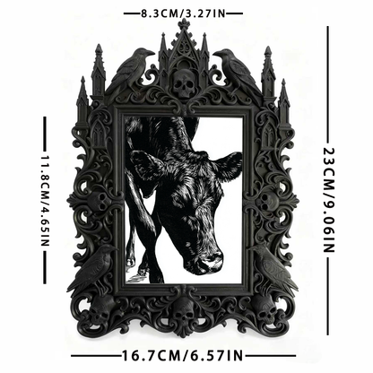 Gothic Dark-style Photo Frame | Handmade Candle Shop Window Decor, Photo Ornament, Wall-mountable & Tabletop, Waterproof Plastic Frame