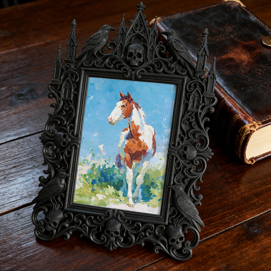 Gothic Dark-style Photo Frame | Dark Yoga Studio Meditation Corner Decor, Photo Ornament, Wall-mountable & Tabletop, Waterproof Plastic Fram