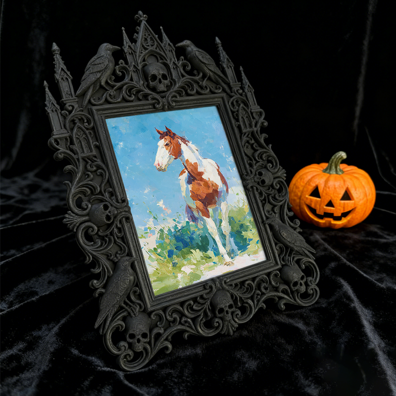 Gothic Dark-style Photo Frame | Dark Yoga Studio Meditation Corner Decor, Photo Ornament, Wall-mountable & Tabletop, Waterproof Plastic Fram