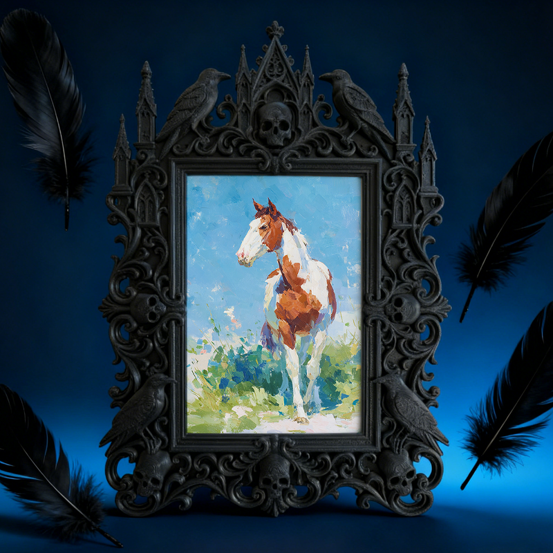 Gothic Dark-style Photo Frame | Dark Yoga Studio Meditation Corner Decor, Photo Ornament, Wall-mountable & Tabletop, Waterproof Plastic Fram