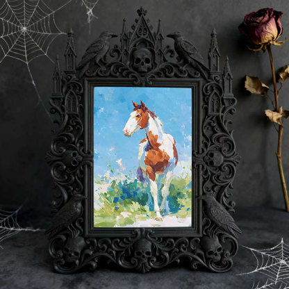 Gothic Dark-style Photo Frame | Dark Yoga Studio Meditation Corner Decor, Photo Ornament, Wall-mountable & Tabletop, Waterproof Plastic Fram