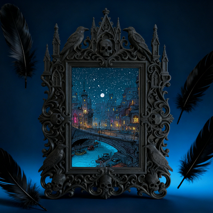 Gothic Dark-style Photo Frame | Retro Toy Repair Shop Decor, Photo Ornament, Wall-mountable & Tabletop, Waterproof Plastic Frame