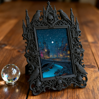 Gothic Dark-style Photo Frame | Retro Toy Repair Shop Decor, Photo Ornament, Wall-mountable & Tabletop, Waterproof Plastic Frame