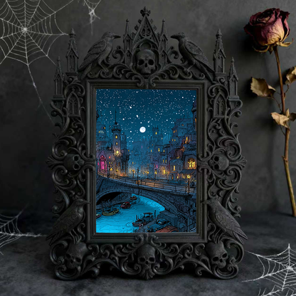 Gothic Dark-style Photo Frame | Retro Toy Repair Shop Decor, Photo Ornament, Wall-mountable & Tabletop, Waterproof Plastic Frame