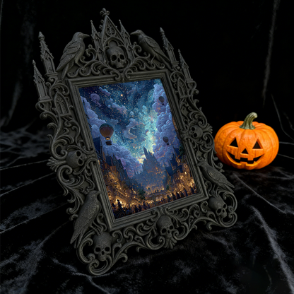 Gothic Dark-style Photo Frame | Gothic Themed Book Club Table Decor, Photo Ornament, Wall-mountable & Tabletop, Waterproof Plastic Frame
