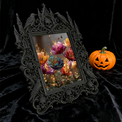 Gothic Dark-style Photo Frame | Home Wine Tasting Room Decor, Photo Ornament, Wall-mountable & Tabletop, Waterproof Plastic Frame