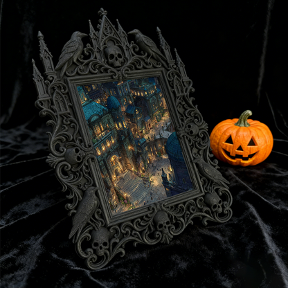 Gothic Dark-style Photo Frame | Dark Cosplay Studio Display Decor, Photo Ornament, Wall-mountable & Tabletop, Waterproof Plastic Frame