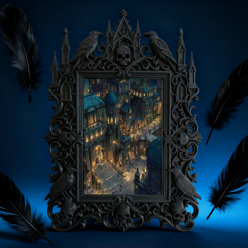 Gothic Dark-style Photo Frame | Dark Cosplay Studio Display Decor, Photo Ornament, Wall-mountable & Tabletop, Waterproof Plastic Frame