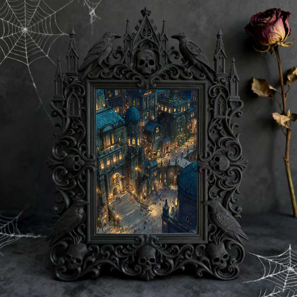 Gothic Dark-style Photo Frame | Dark Cosplay Studio Display Decor, Photo Ornament, Wall-mountable & Tabletop, Waterproof Plastic Frame