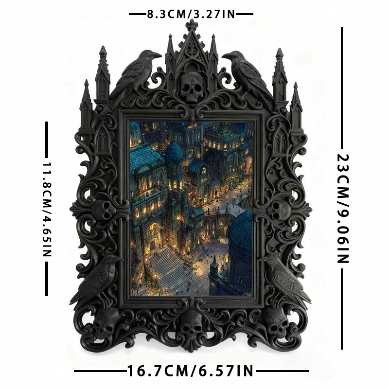 Gothic Dark-style Photo Frame | Dark Cosplay Studio Display Decor, Photo Ornament, Wall-mountable & Tabletop, Waterproof Plastic Frame