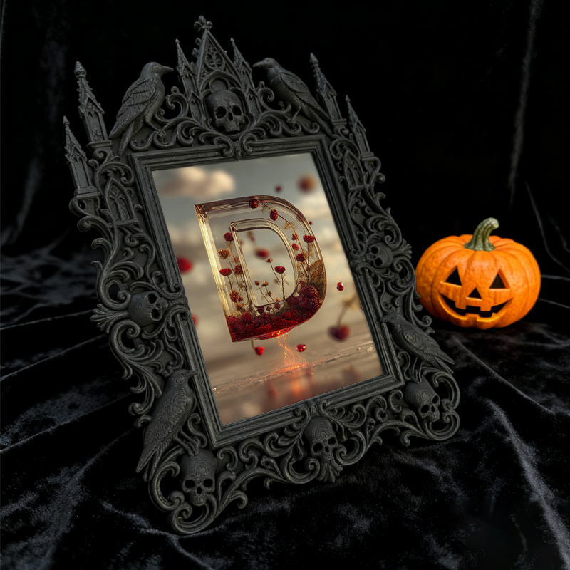 Gothic Dark-style Photo Frame | Home Gym Dark Corner Decor, Photo Ornament, Wall-mountable & Tabletop, Waterproof Plastic Frame