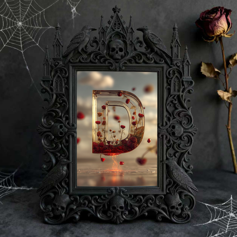 Gothic Dark-style Photo Frame | Home Gym Dark Corner Decor, Photo Ornament, Wall-mountable & Tabletop, Waterproof Plastic Frame