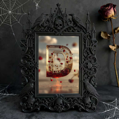 Gothic Dark-style Photo Frame | Home Gym Dark Corner Decor, Photo Ornament, Wall-mountable & Tabletop, Waterproof Plastic Frame