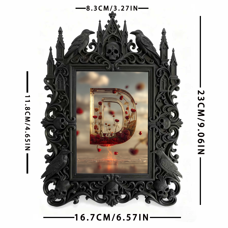 Gothic Dark-style Photo Frame | Home Gym Dark Corner Decor, Photo Ornament, Wall-mountable & Tabletop, Waterproof Plastic Frame