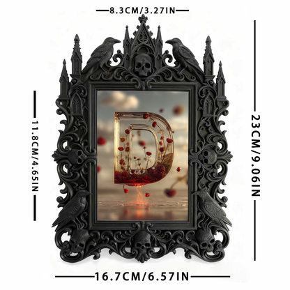 Gothic Dark-style Photo Frame | Home Gym Dark Corner Decor, Photo Ornament, Wall-mountable & Tabletop, Waterproof Plastic Frame