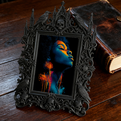 Gothic Dark-style Photo Frame | Retro Vinyl Café Wall Decor, Photo Ornament, Wall-mountable & Tabletop, Waterproof Plastic Frame