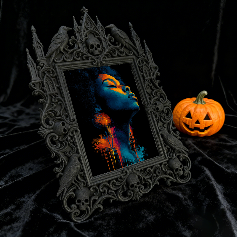 Gothic Dark-style Photo Frame | Retro Vinyl Café Wall Decor, Photo Ornament, Wall-mountable & Tabletop, Waterproof Plastic Frame