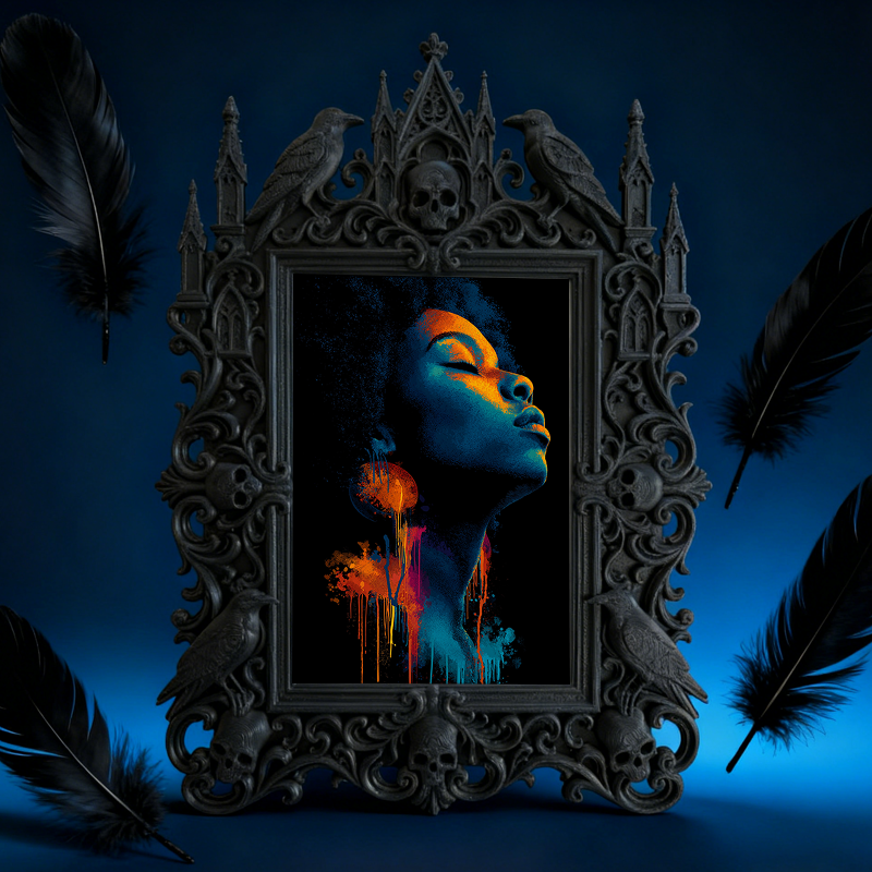 Gothic Dark-style Photo Frame | Retro Vinyl Café Wall Decor, Photo Ornament, Wall-mountable & Tabletop, Waterproof Plastic Frame