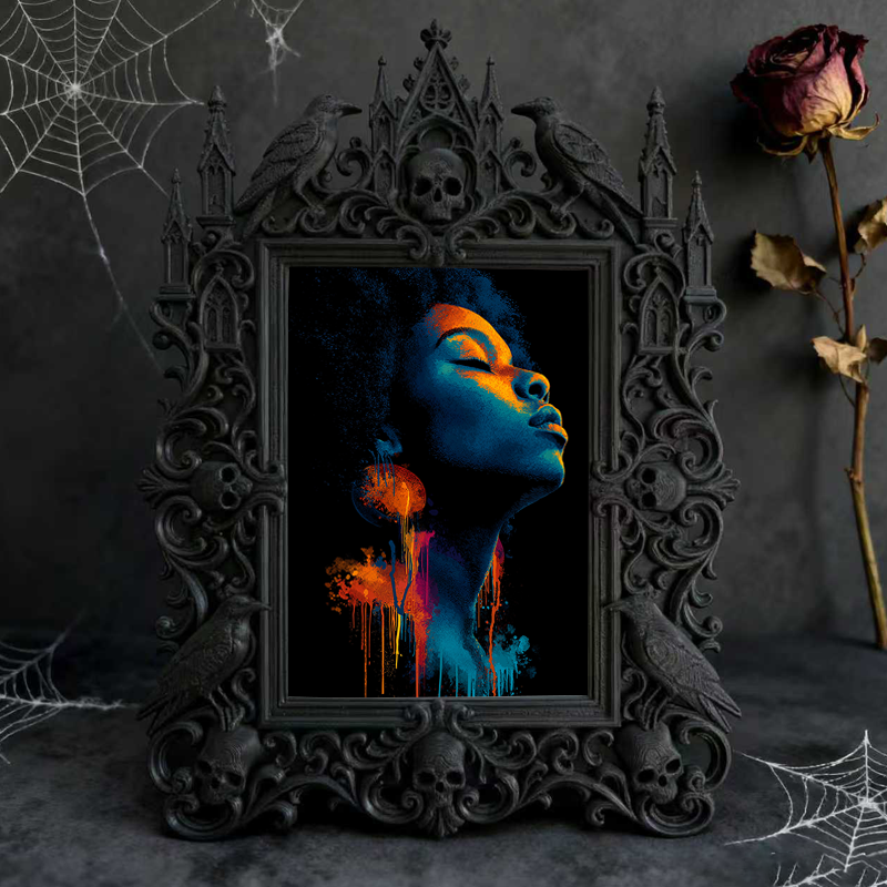 Gothic Dark-style Photo Frame | Retro Vinyl Café Wall Decor, Photo Ornament, Wall-mountable & Tabletop, Waterproof Plastic Frame