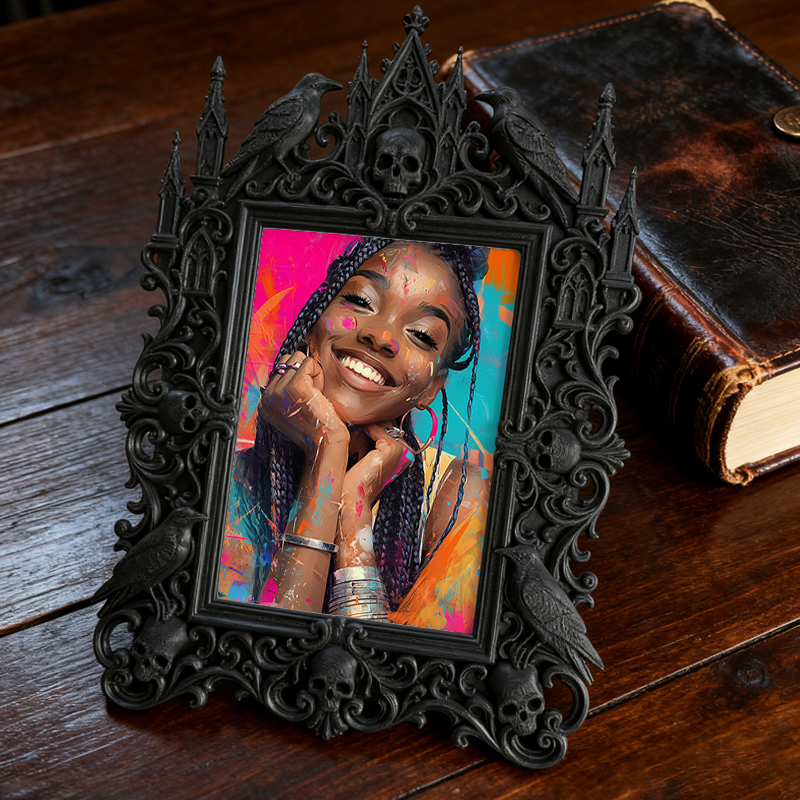 Gothic Dark-style Photo Frame | Gothic Art Exhibition Corner Decor, Photo Ornament, Wall-mountable & Tabletop, Waterproof Plastic Frame