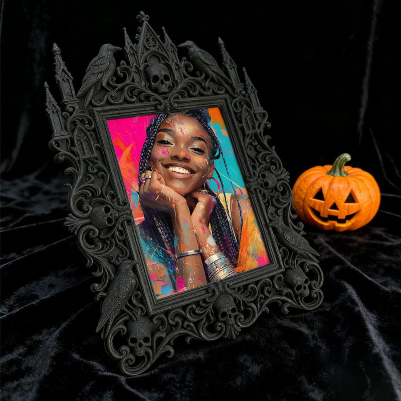 Gothic Dark-style Photo Frame | Gothic Art Exhibition Corner Decor, Photo Ornament, Wall-mountable & Tabletop, Waterproof Plastic Frame