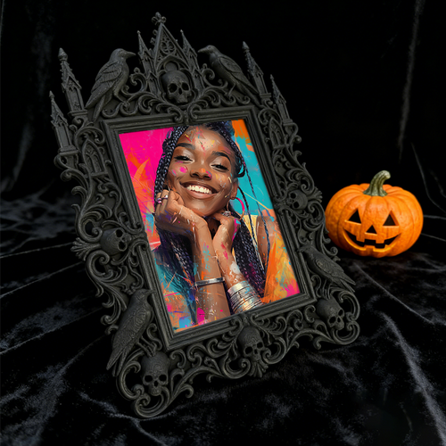 Gothic Dark-style Photo Frame | Gothic Art Exhibition Corner Decor, Photo Ornament, Wall-mountable & Tabletop, Waterproof Plastic Frame