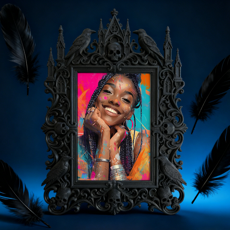 Gothic Dark-style Photo Frame | Gothic Art Exhibition Corner Decor, Photo Ornament, Wall-mountable & Tabletop, Waterproof Plastic Frame