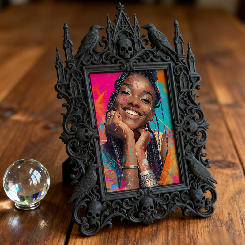 Gothic Dark-style Photo Frame | Gothic Art Exhibition Corner Decor, Photo Ornament, Wall-mountable & Tabletop, Waterproof Plastic Frame