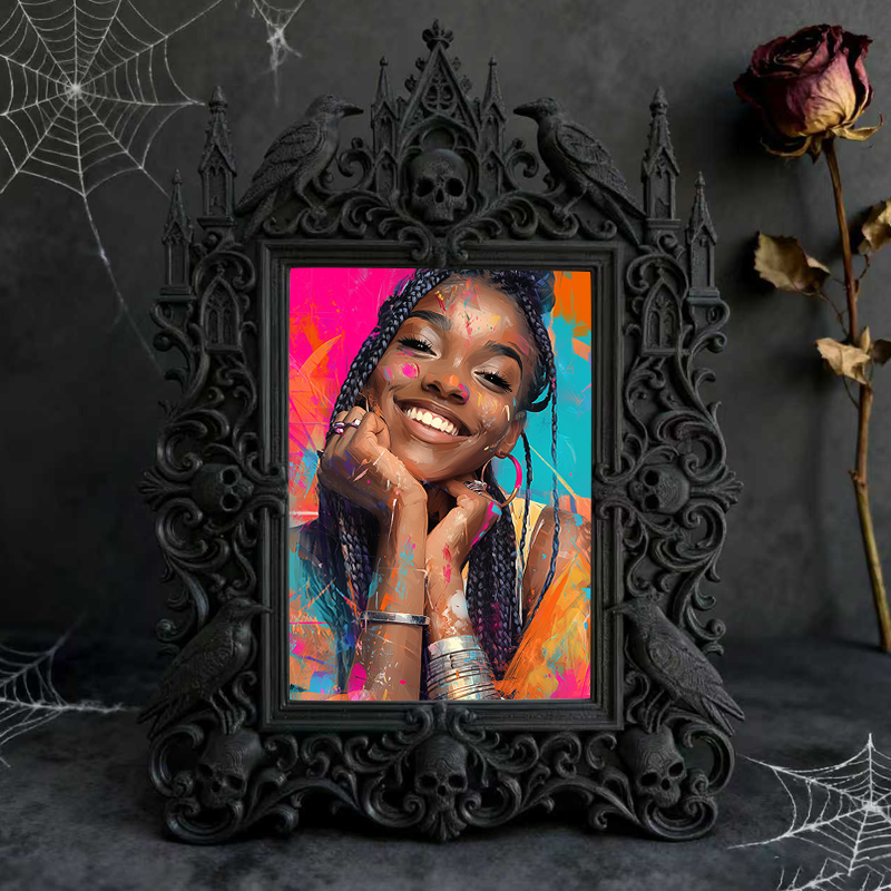 Gothic Dark-style Photo Frame | Gothic Art Exhibition Corner Decor, Photo Ornament, Wall-mountable & Tabletop, Waterproof Plastic Frame
