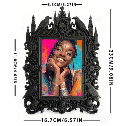 Gothic Dark-style Photo Frame | Gothic Art Exhibition Corner Decor, Photo Ornament, Wall-mountable & Tabletop, Waterproof Plastic Frame