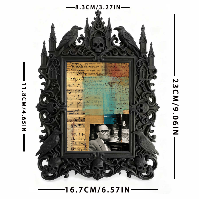 Gothic Dark-style Photo Frame | Haunted Mansion Themed Party Wall Decor, Photo Ornament, Wall-mountable & Tabletop, Waterproof Plastic Frame