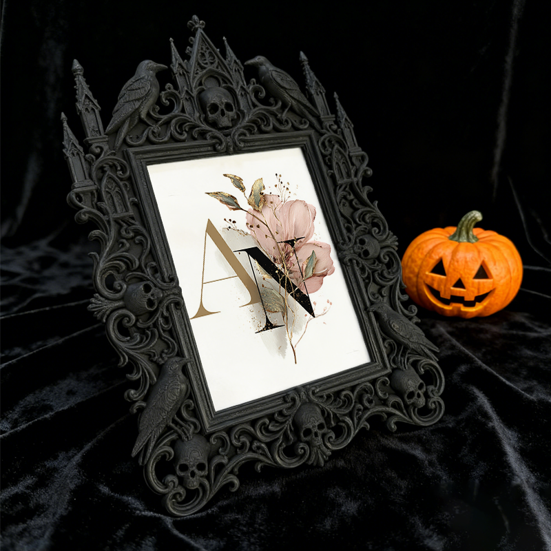 Gothic Dark-style Photo Frame | Gothic Nail Salon Client Art Display, Photo Ornament, Wall-mountable & Tabletop, Waterproof Plastic Frame