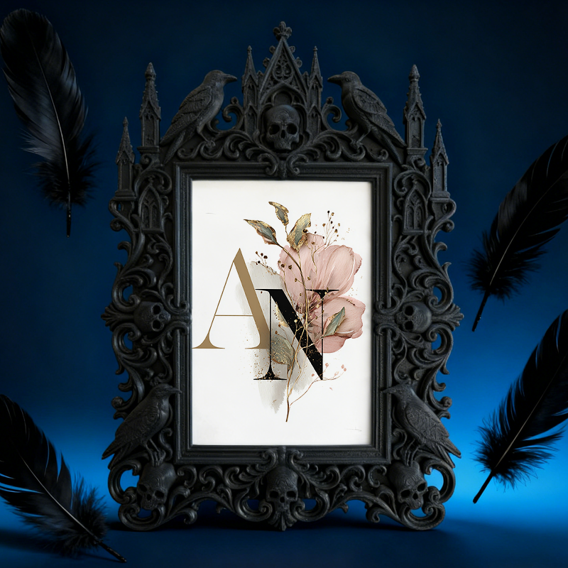 Gothic Dark-style Photo Frame | Gothic Nail Salon Client Art Display, Photo Ornament, Wall-mountable & Tabletop, Waterproof Plastic Frame