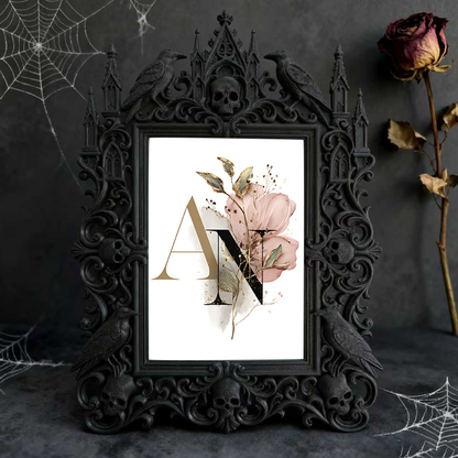 Gothic Dark-style Photo Frame | Gothic Nail Salon Client Art Display, Photo Ornament, Wall-mountable & Tabletop, Waterproof Plastic Frame