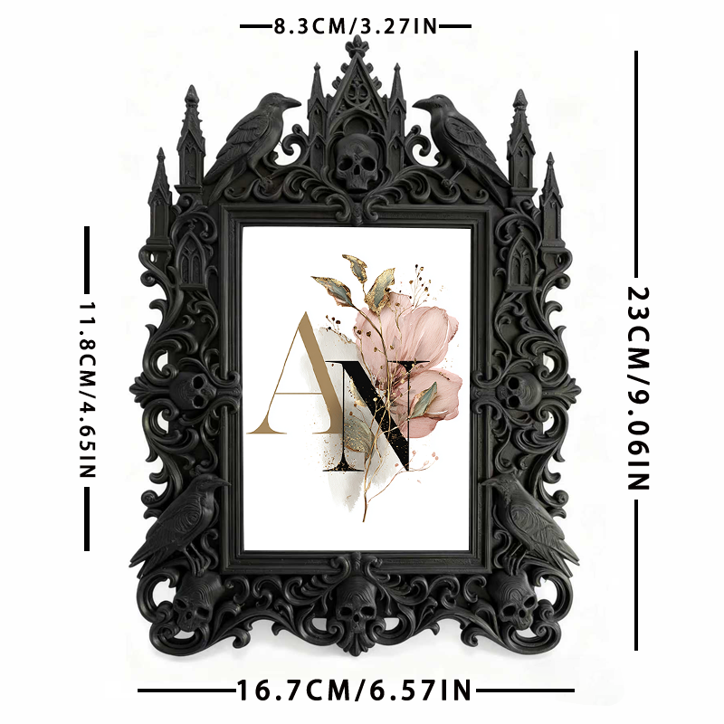 Gothic Dark-style Photo Frame | Gothic Nail Salon Client Art Display, Photo Ornament, Wall-mountable & Tabletop, Waterproof Plastic Frame