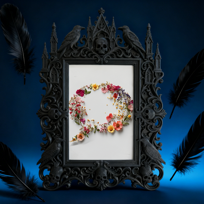 Gothic Dark-style Photo Frame | Dark Academia Dorm Reading Nook Decor, Photo Ornament, Wall-mountable & Tabletop, Waterproof Plastic Frame