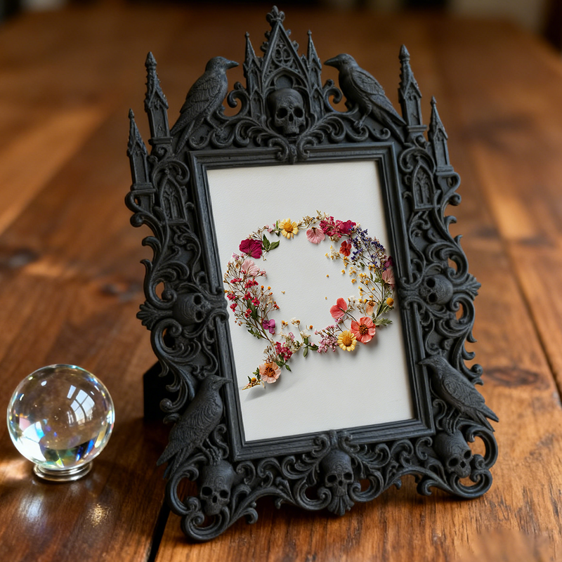 Gothic Dark-style Photo Frame | Dark Academia Dorm Reading Nook Decor, Photo Ornament, Wall-mountable & Tabletop, Waterproof Plastic Frame