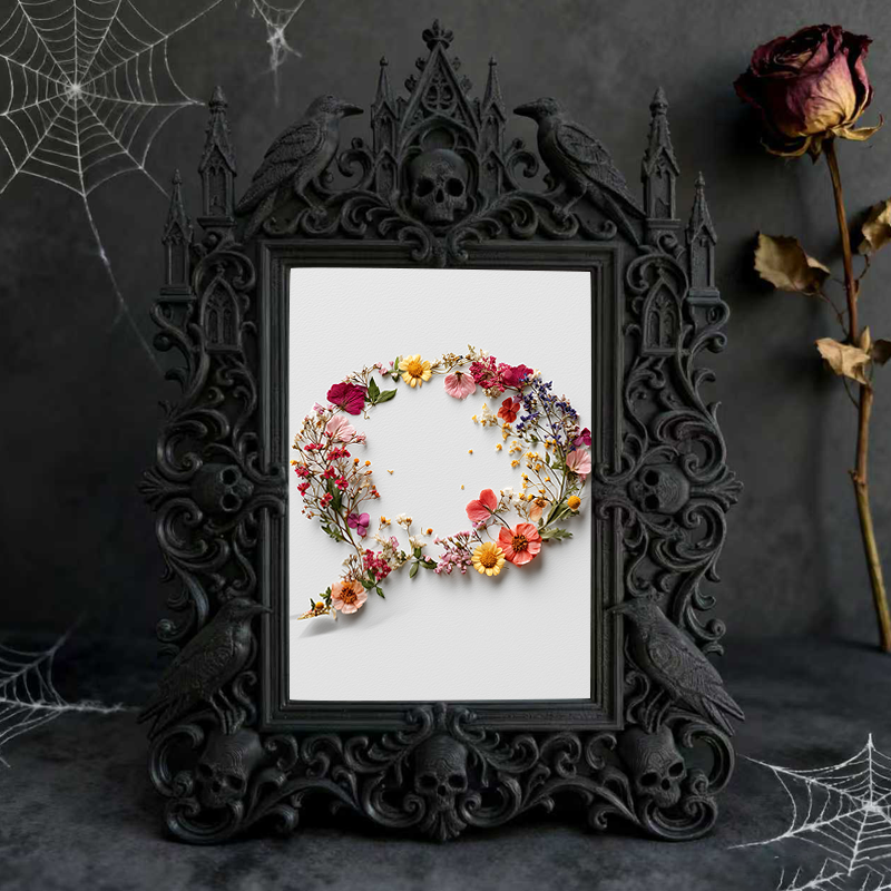 Gothic Dark-style Photo Frame | Dark Academia Dorm Reading Nook Decor, Photo Ornament, Wall-mountable & Tabletop, Waterproof Plastic Frame