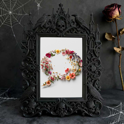 Gothic Dark-style Photo Frame | Dark Academia Dorm Reading Nook Decor, Photo Ornament, Wall-mountable & Tabletop, Waterproof Plastic Frame