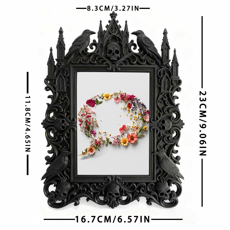 Gothic Dark-style Photo Frame | Dark Academia Dorm Reading Nook Decor, Photo Ornament, Wall-mountable & Tabletop, Waterproof Plastic Frame