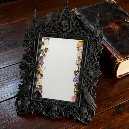 Gothic Dark-style Photo Frame | Paranormal Podcast Studio Backdrop Decor, Photo Ornament, Wall-mountable & Tabletop, Waterproof Plastic Fram