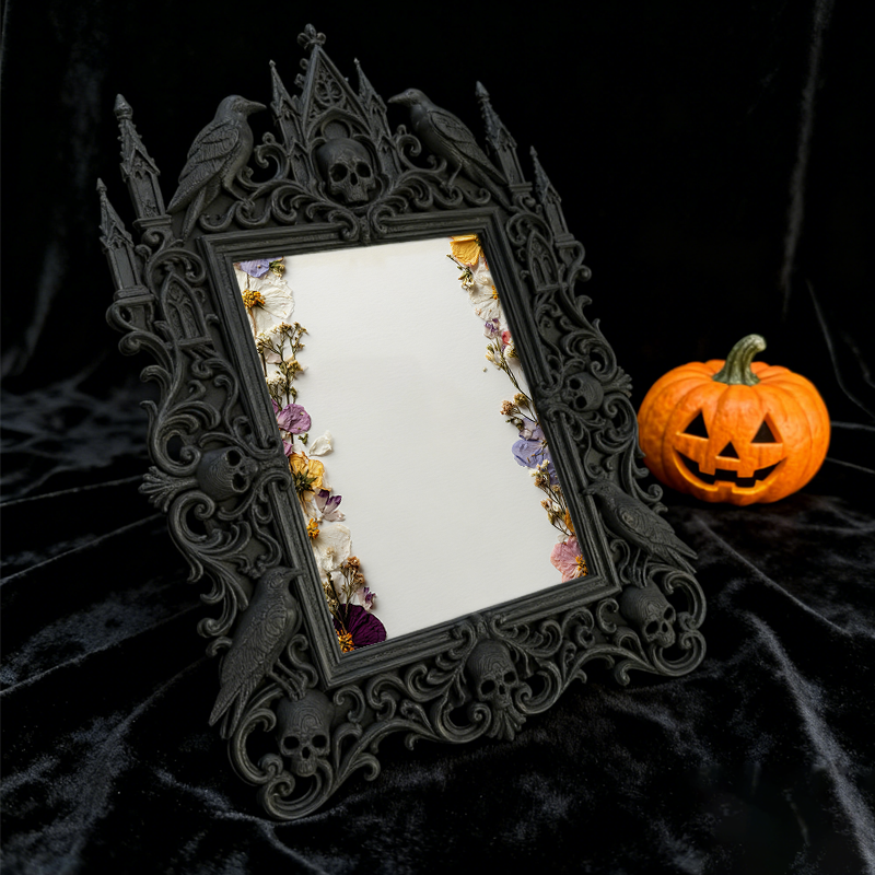 Gothic Dark-style Photo Frame | Paranormal Podcast Studio Backdrop Decor, Photo Ornament, Wall-mountable & Tabletop, Waterproof Plastic Fram