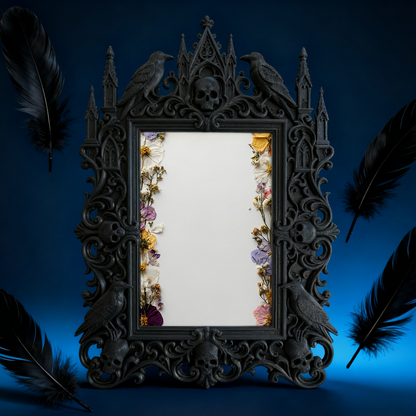 Gothic Dark-style Photo Frame | Paranormal Podcast Studio Backdrop Decor, Photo Ornament, Wall-mountable & Tabletop, Waterproof Plastic Fram