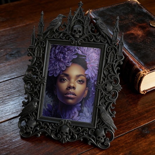 Gothic Dark-style Photo Frame | Vintage Horror Comic Store Shelf Decor, Photo Ornament, Wall-mountable & Tabletop, Waterproof Plastic Frame