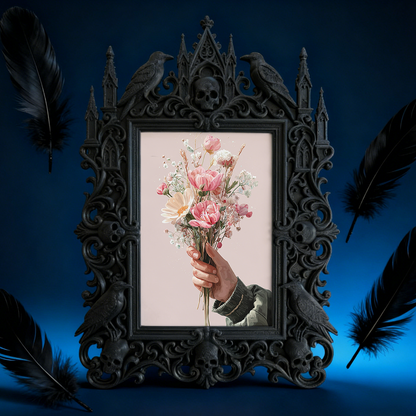 Gothic Dark-style Photo Frame | Steampunk Cosplay Photoshoot Prop Decor, Photo Ornament, Wall-mountable & Tabletop, Waterproof Plastic Frame