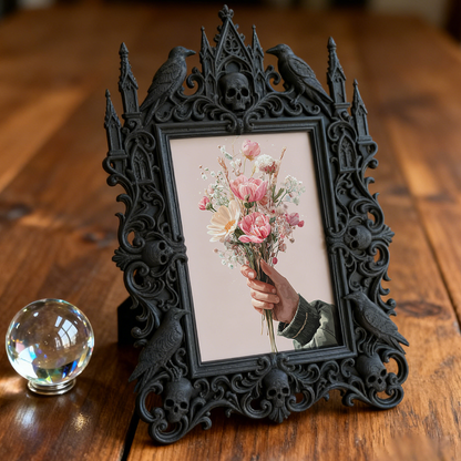Gothic Dark-style Photo Frame | Steampunk Cosplay Photoshoot Prop Decor, Photo Ornament, Wall-mountable & Tabletop, Waterproof Plastic Frame