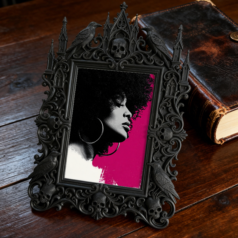 Gothic Dark-style Photo Frame | Witchy Home Apothecary Shelf Decor, Photo Ornament, Wall-mountable & Tabletop, Waterproof Plastic Frame