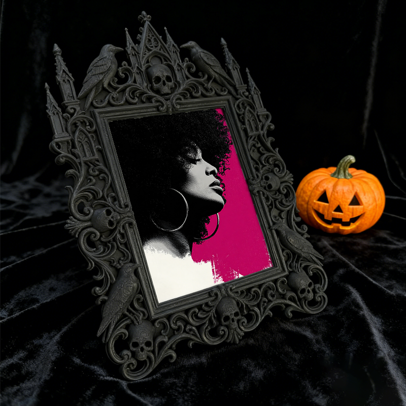 Gothic Dark-style Photo Frame | Witchy Home Apothecary Shelf Decor, Photo Ornament, Wall-mountable & Tabletop, Waterproof Plastic Frame