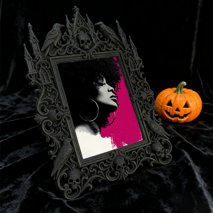 Gothic Dark-style Photo Frame | Witchy Home Apothecary Shelf Decor, Photo Ornament, Wall-mountable & Tabletop, Waterproof Plastic Frame