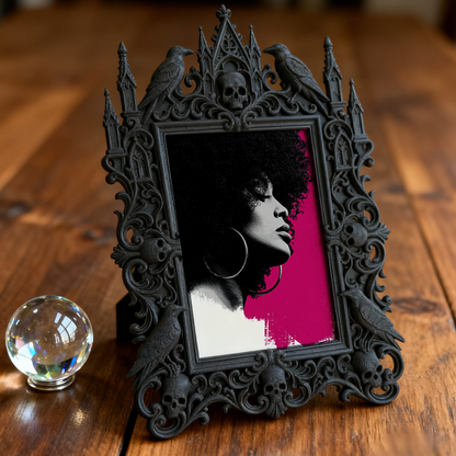 Gothic Dark-style Photo Frame | Witchy Home Apothecary Shelf Decor, Photo Ornament, Wall-mountable & Tabletop, Waterproof Plastic Frame